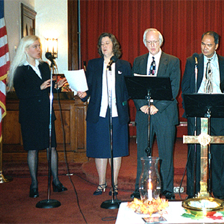 Edina Kinga Agoston performing with The Island Singers